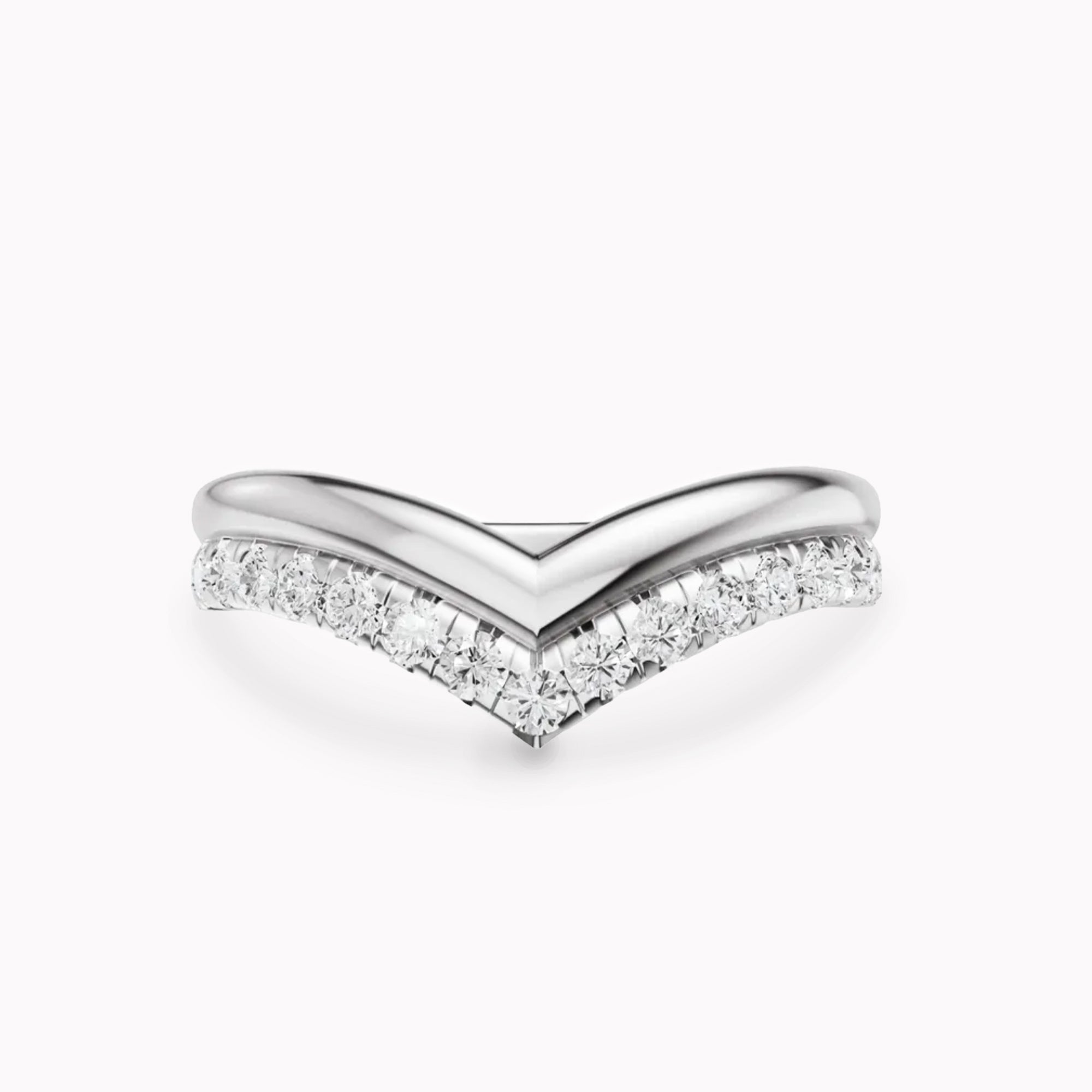 White Gold Diamond V Contour Band