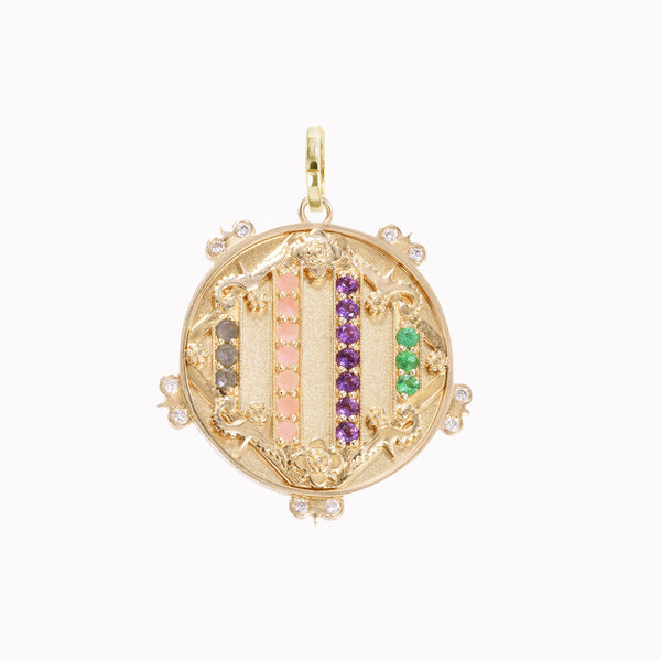 Large (25mm) Gateway Medallion With Florets - "Love" - 20 Stones