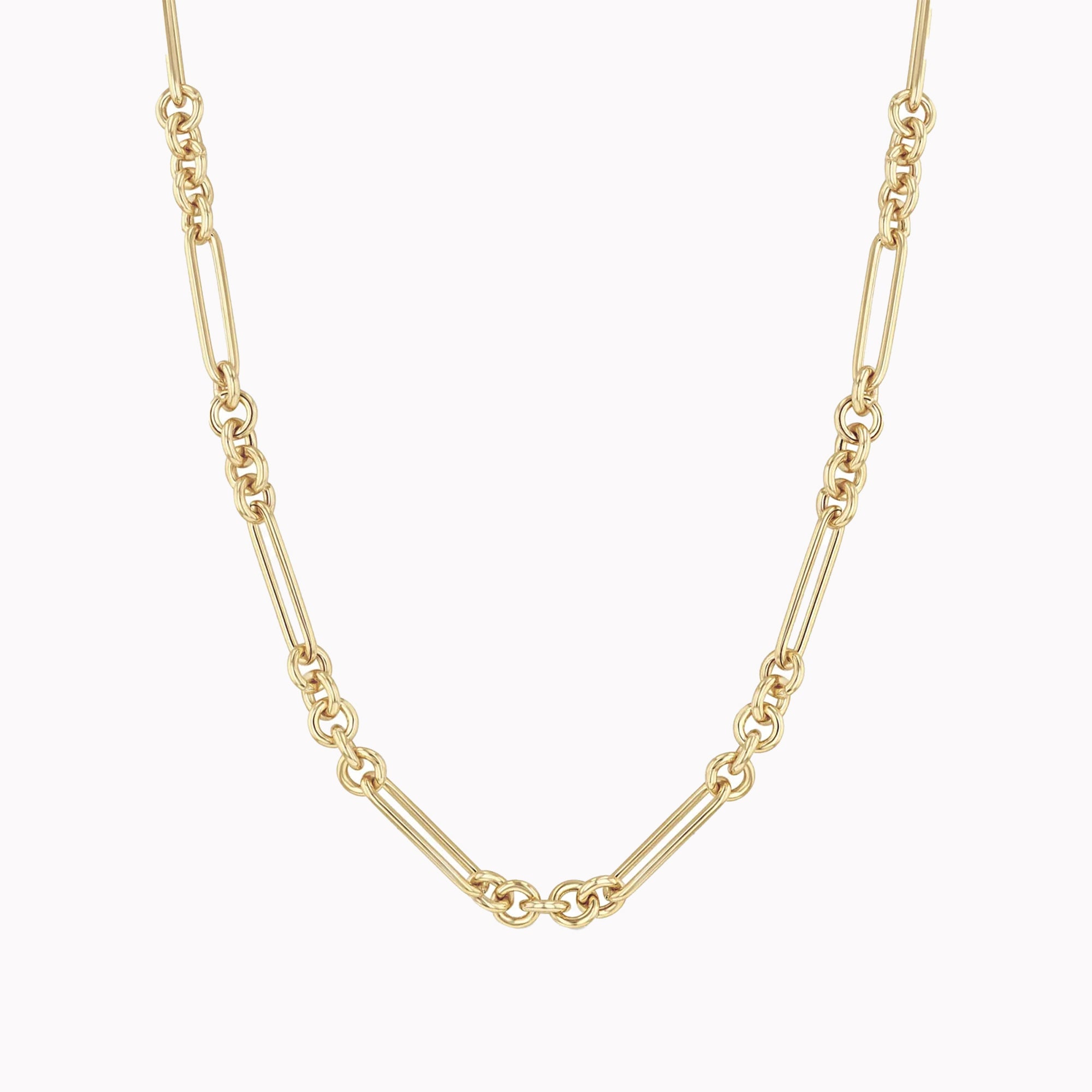 Large Mixed Paperclip & Rolo Chain Necklace