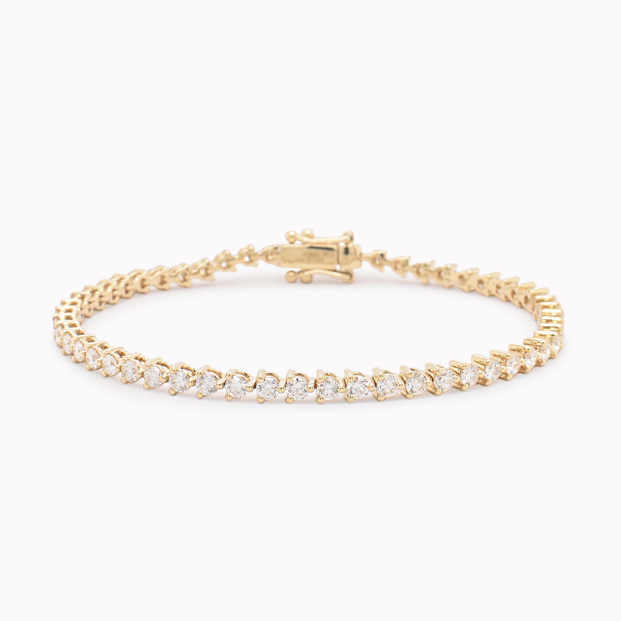 Yellow Gold Three-Prong Diamond Tennis Bracelet 2.95ct