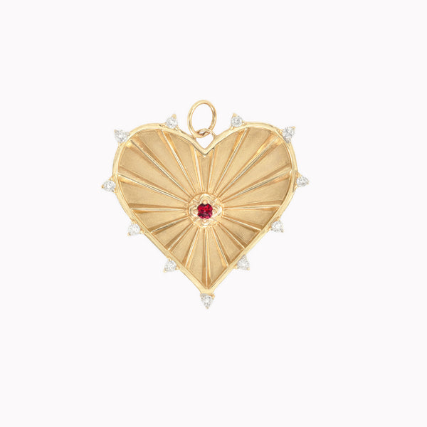 Large (25mm) Radiant Heart Birthstone Medallion