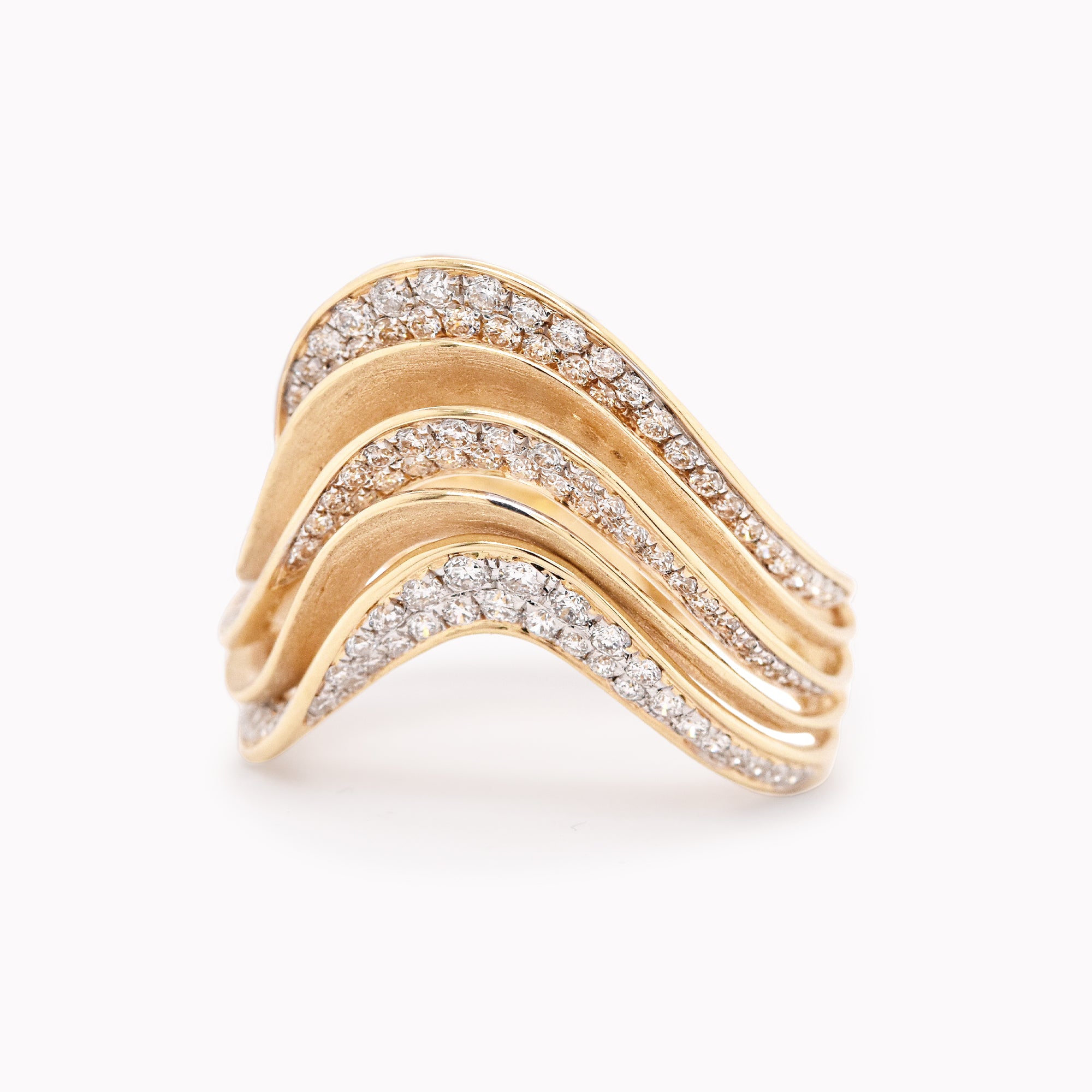 Diamond Ripple Wave Ring