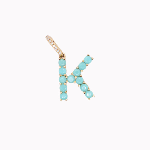 Turquoise "K" Initial Charm