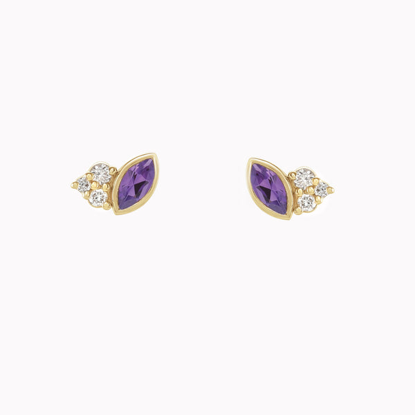 Marquise Amethyst & Diamond Petal Studs