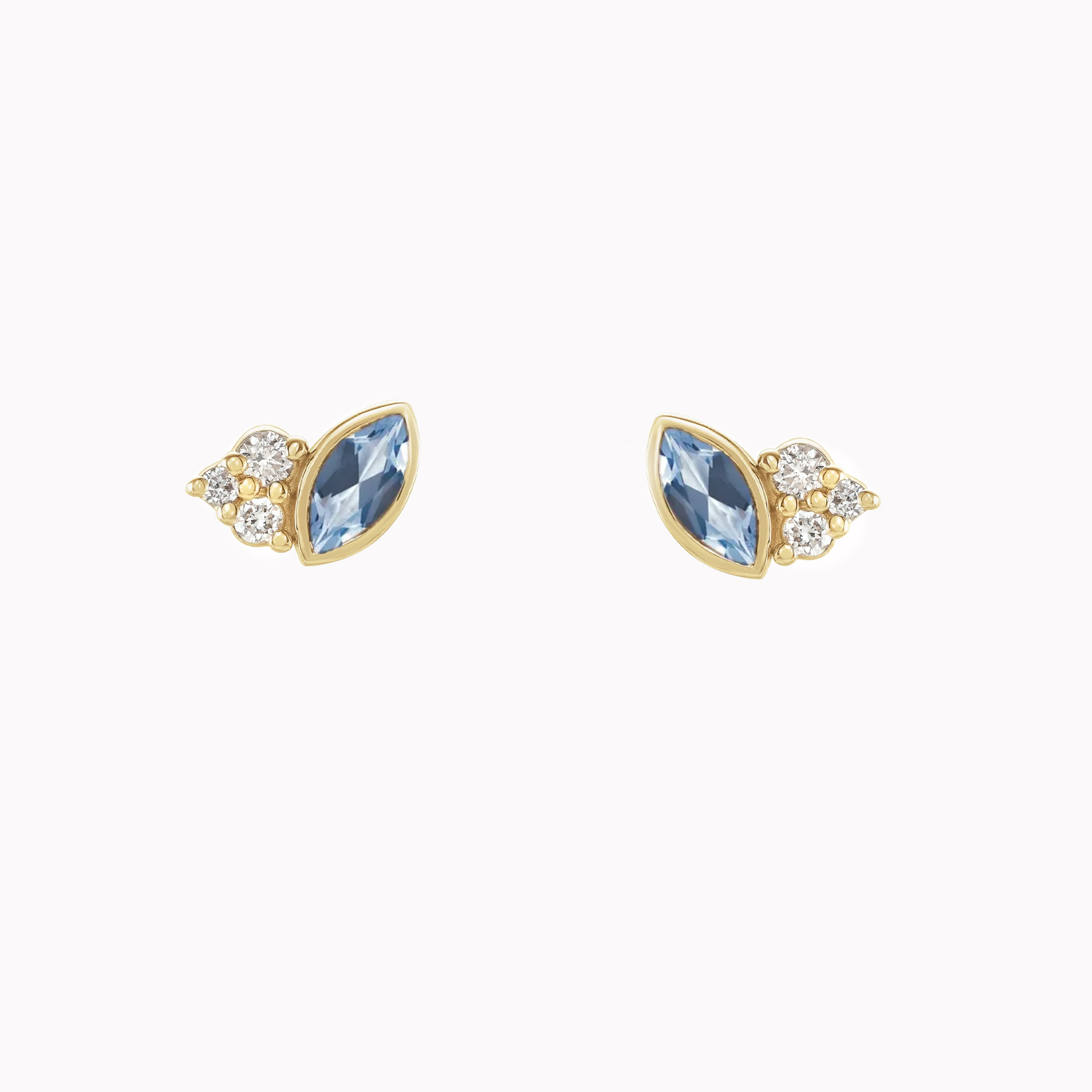 Marquise Aquamarine & Diamond Petal Studs