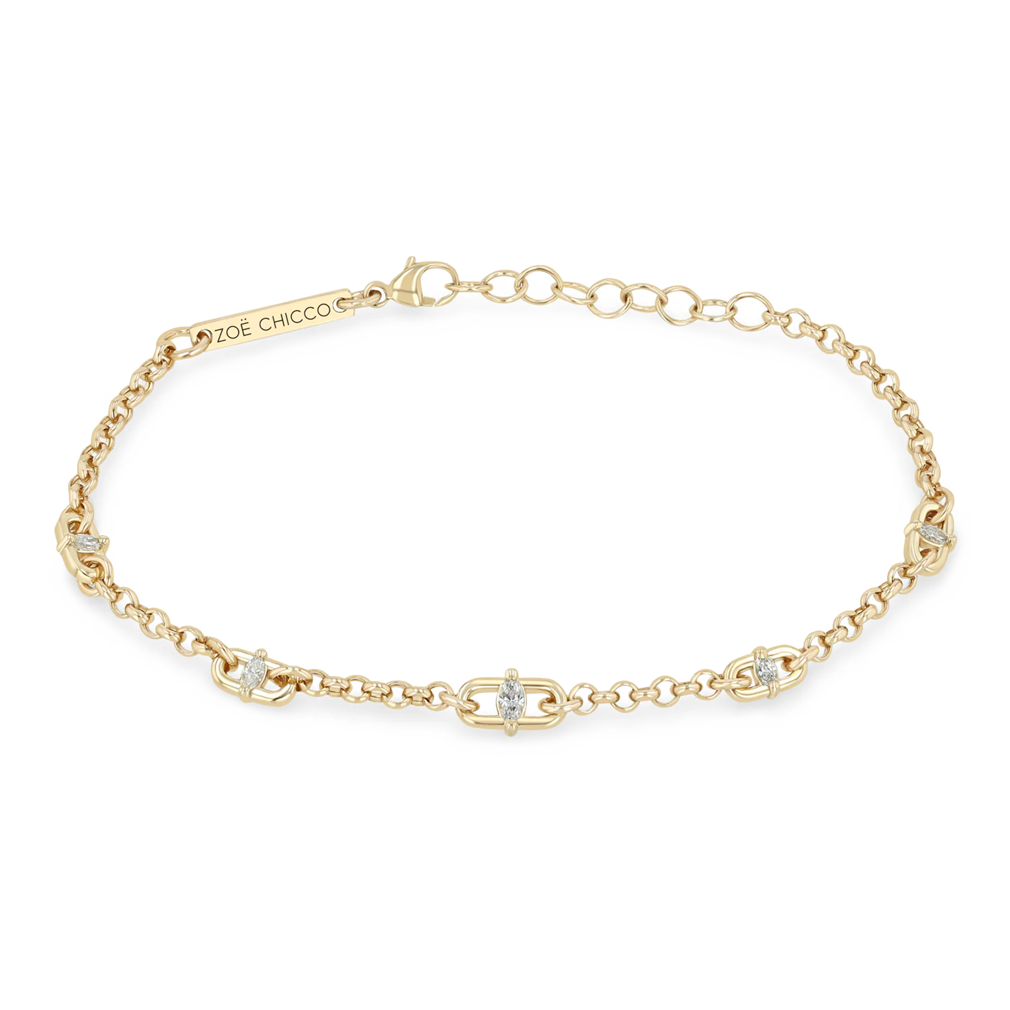Marquise Diamond Open Link Chain Bracelet