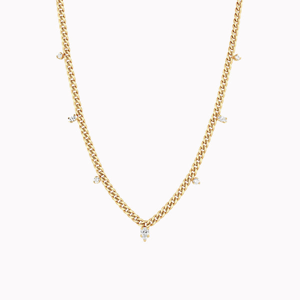 Mixed Cut Diamond Curb Chain Necklace