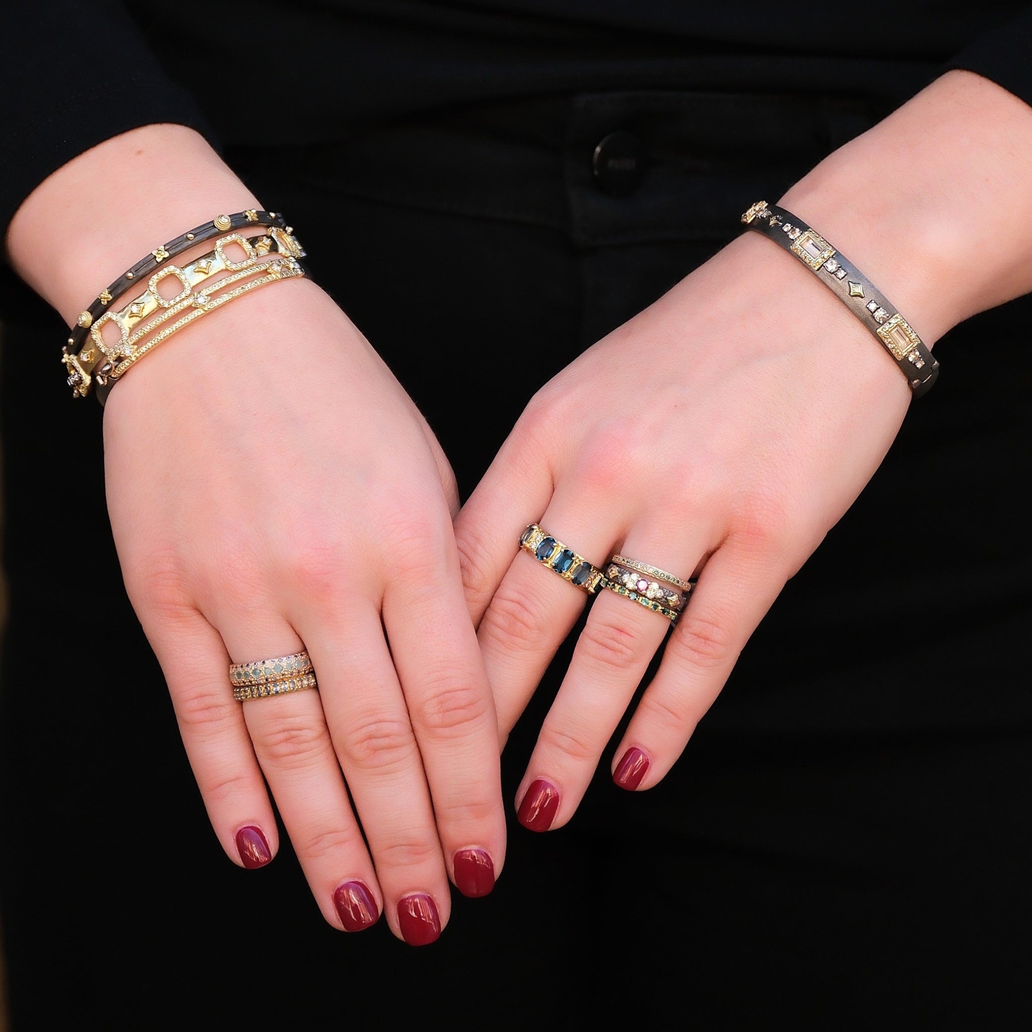 Old World Gold Bead & Diamond Bangle Bracelet