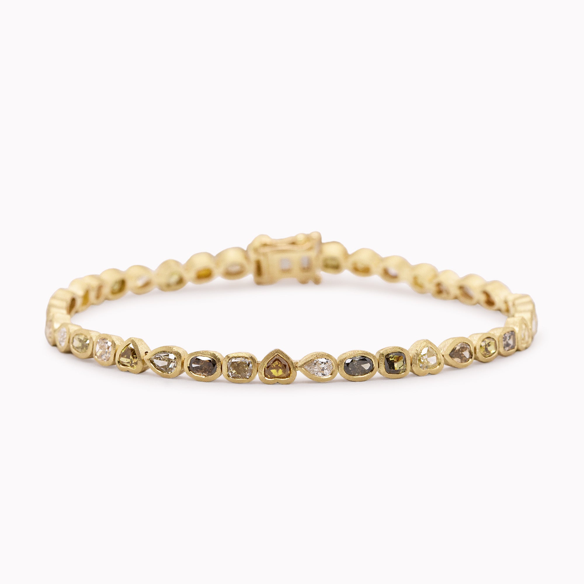 Mixed Shape Colored Diamond Bezel Bracelet
