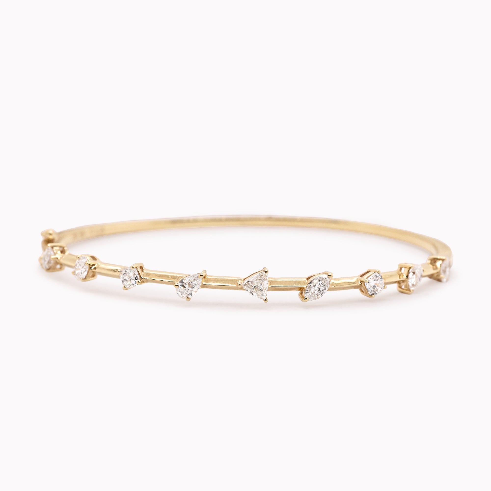 Mixed Shape Diamond Knife Edge Bangle