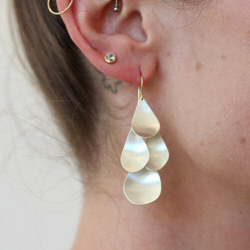 Brushed Silver Mobile Chandelier Earrings