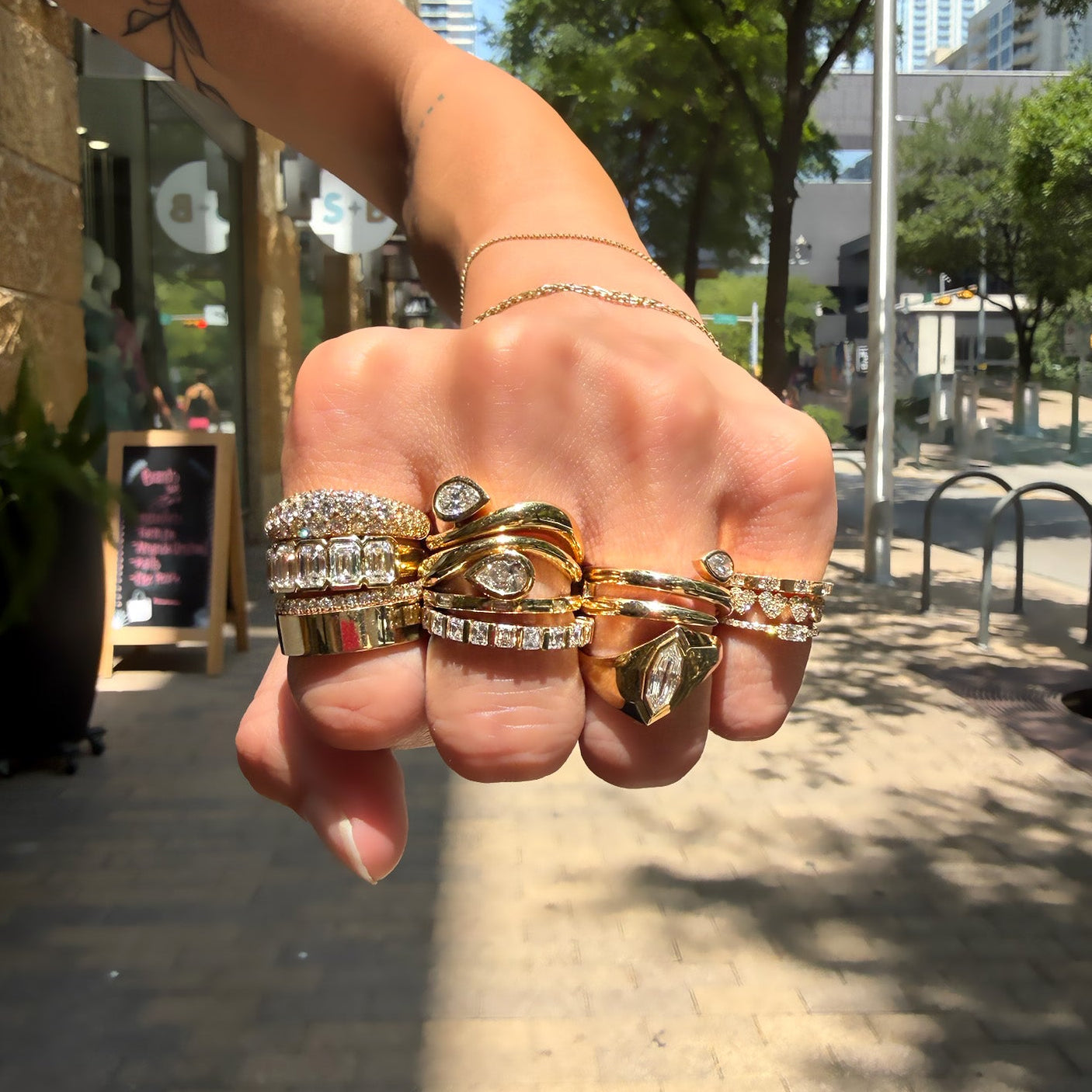 Pear Bezel Duo Wave Wrap Ring