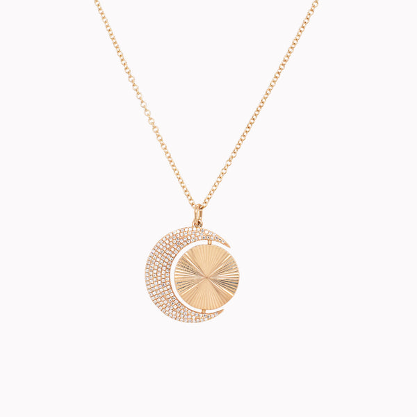 Pavé Moon & Disc Pendant Necklace