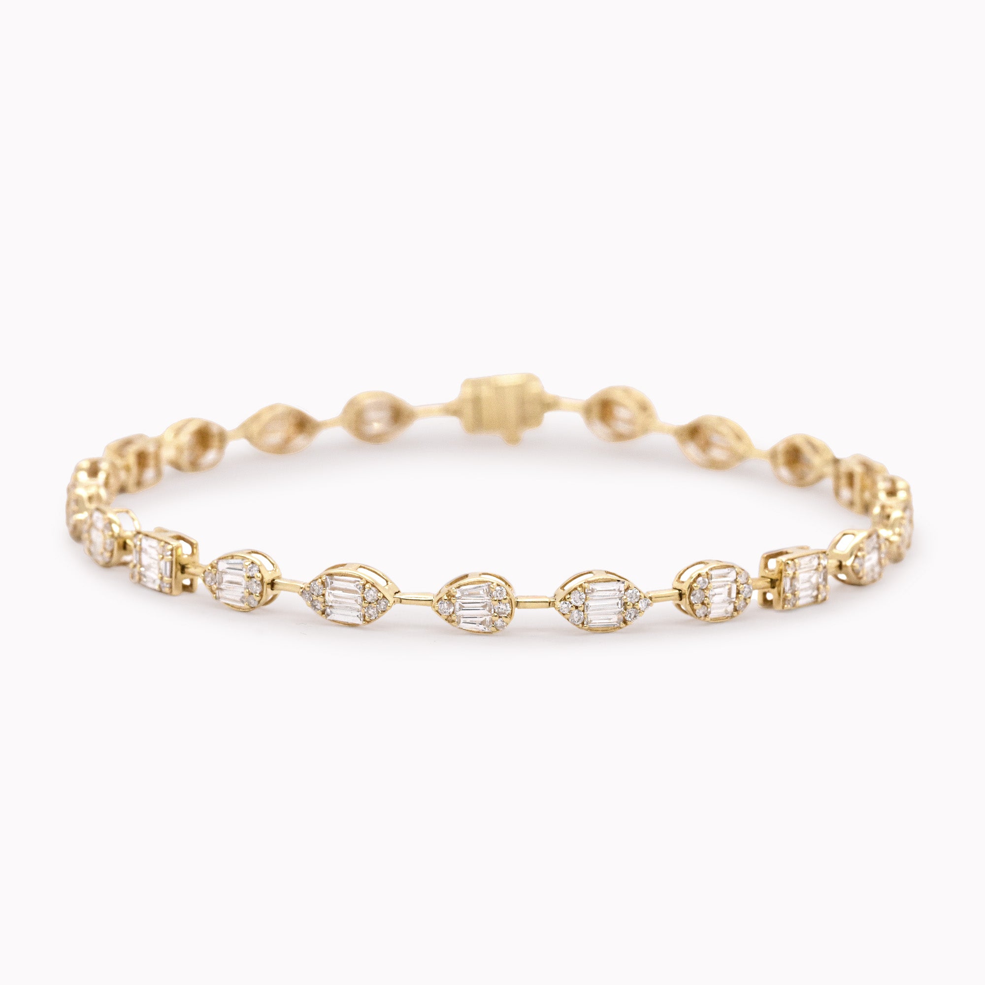 Multi-Shaped Illusion Baguette Diamond Tennis Bracelet 1.78ct