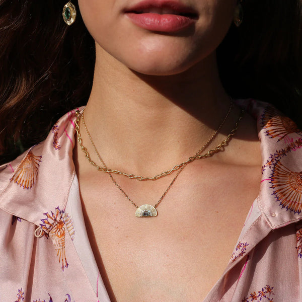 Sun Ray Sapphire Diamond Necklace