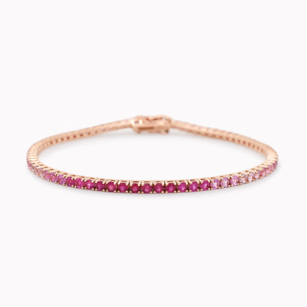 Ombré Pink Sapphire Tennis Bracelet 3.88ct
