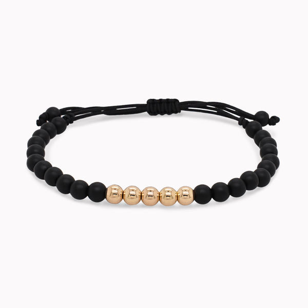 Onyx & 5 Gold Beaded Bracelet