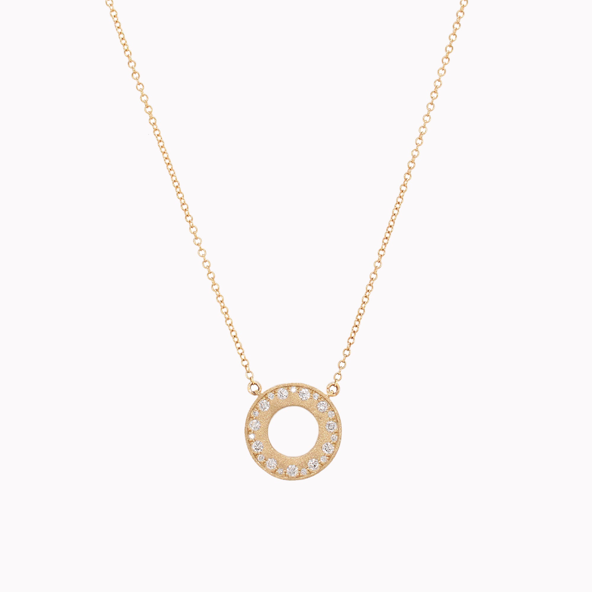 Open Circle Diamond Pendant Necklace