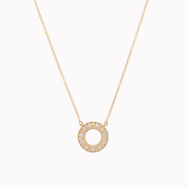 Open Circle Diamond Pendant Necklace