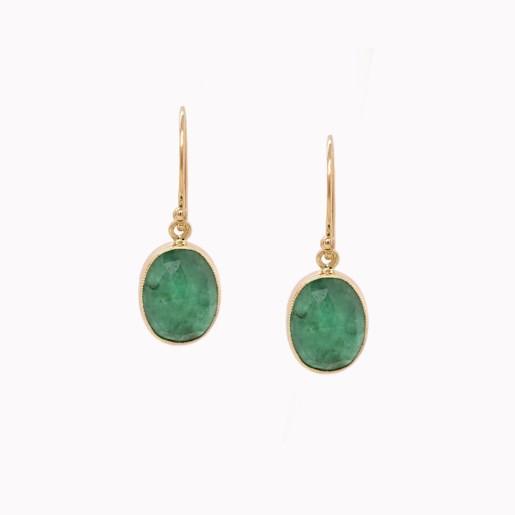 Oval Emerald Juicy Dangle Earrings