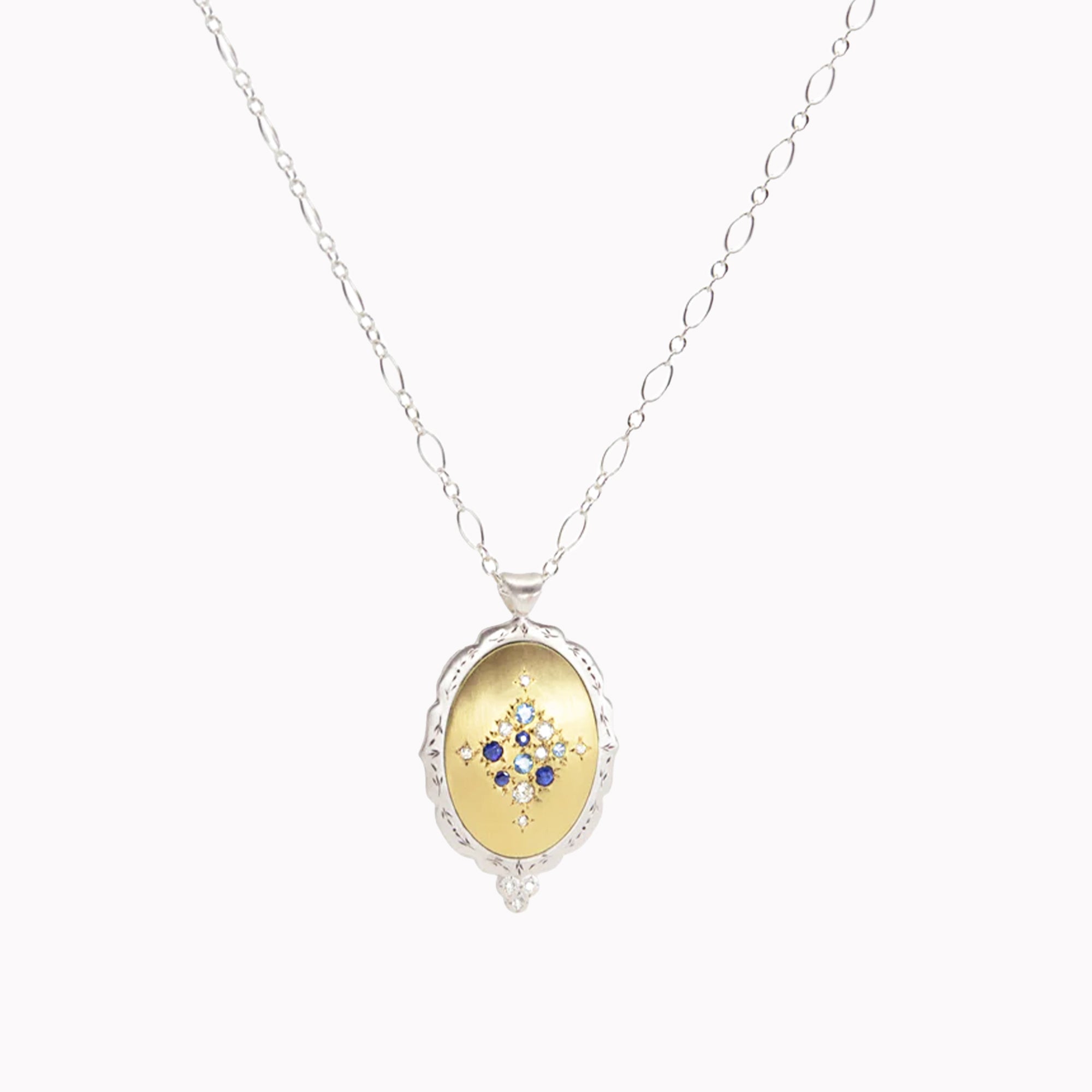 Harmony Oval Scallop Edge Pendant Necklace