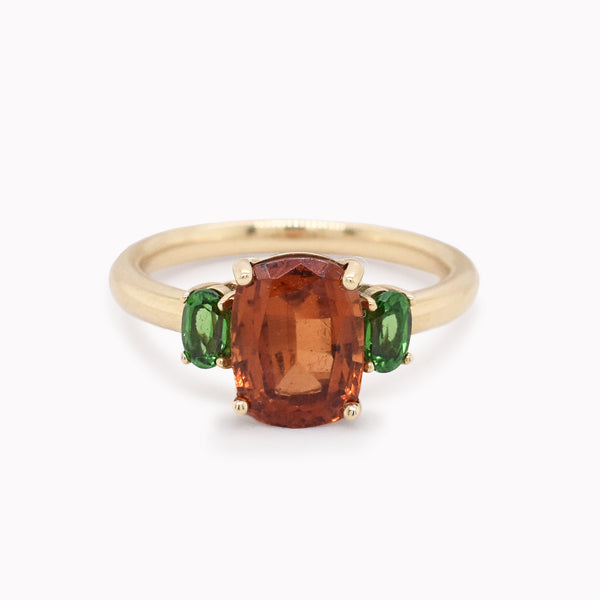 Oval Spessartine Garnet & Tsavorite Ring