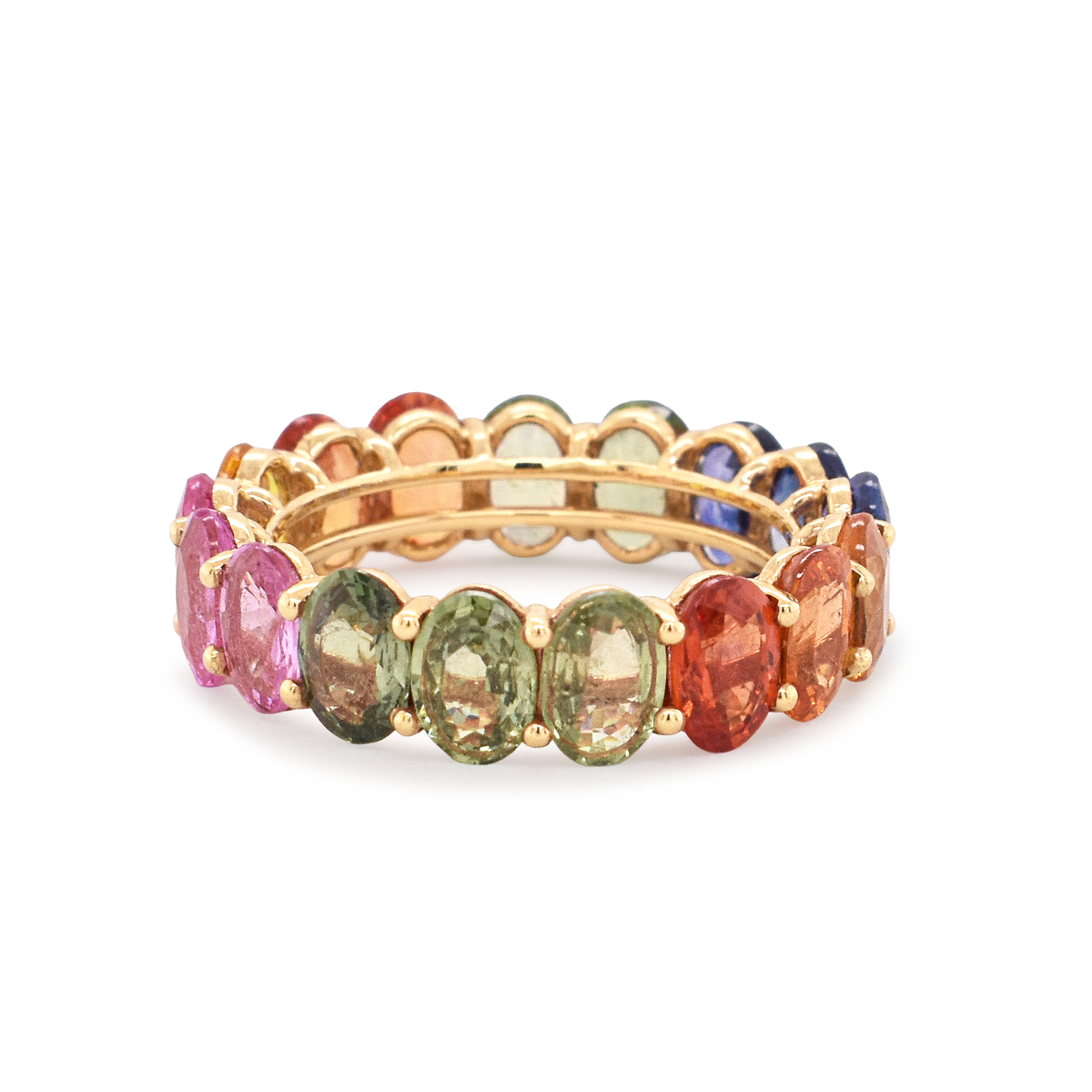 Oval Rainbow Sapphire Eternity Ring