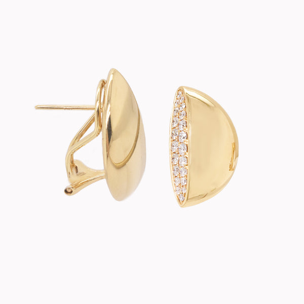 Puffed Semi Circle Diamond Earrings