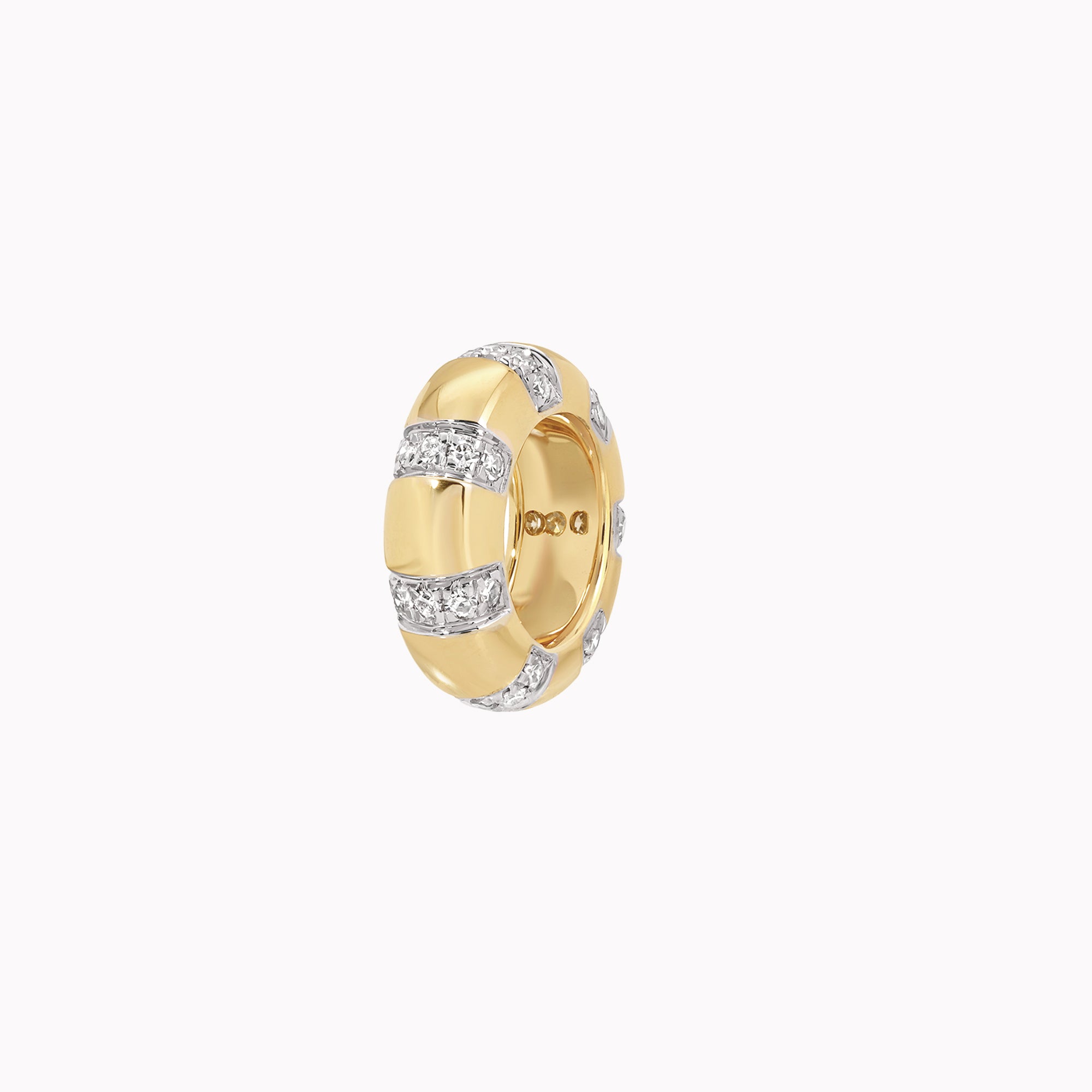 Pavé Diamond Striped Rondelle Charm