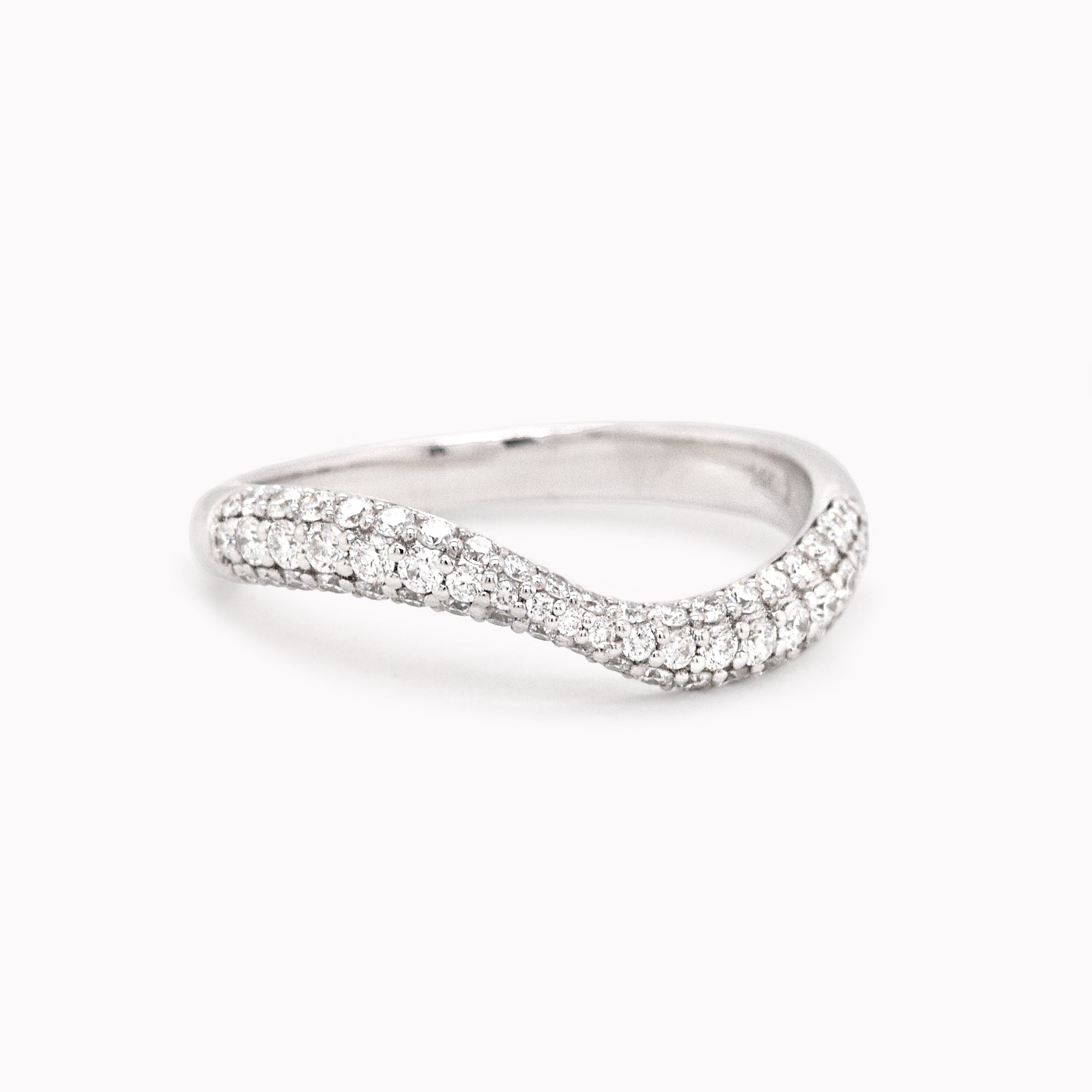 White Gold Wavy Pavé Diamond Ring