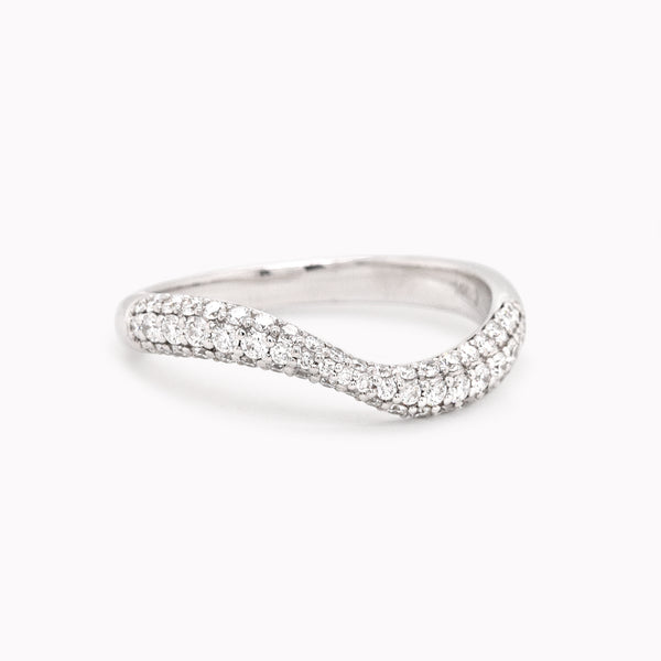 White Gold Wavy Pavé Diamond Ring