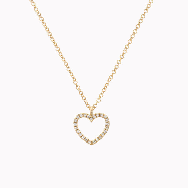 Open Diamond Heart Pendant Necklace