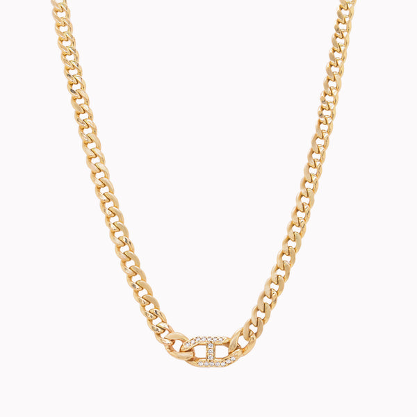 Pavé Mariner Link Curb Chain Necklace