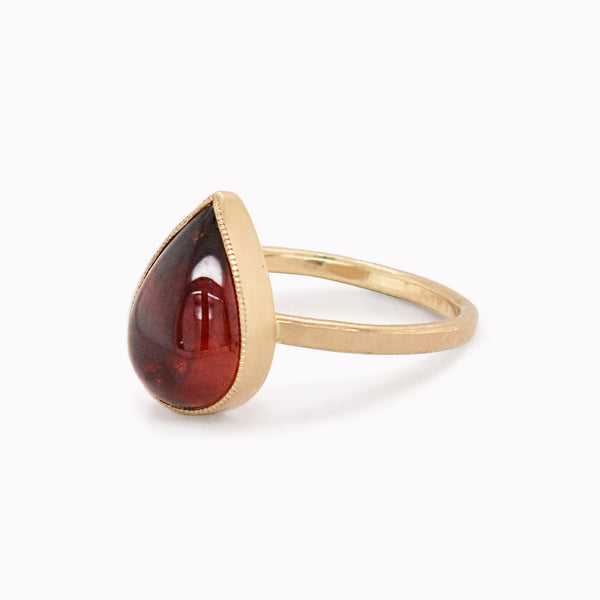 Teardrop Garnet Bezel Statement Ring