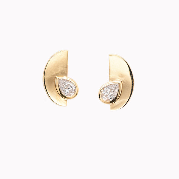 Pear Diamond Semi Circle Earrings