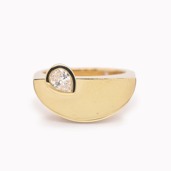Pear Diamond Semi Circle Ring