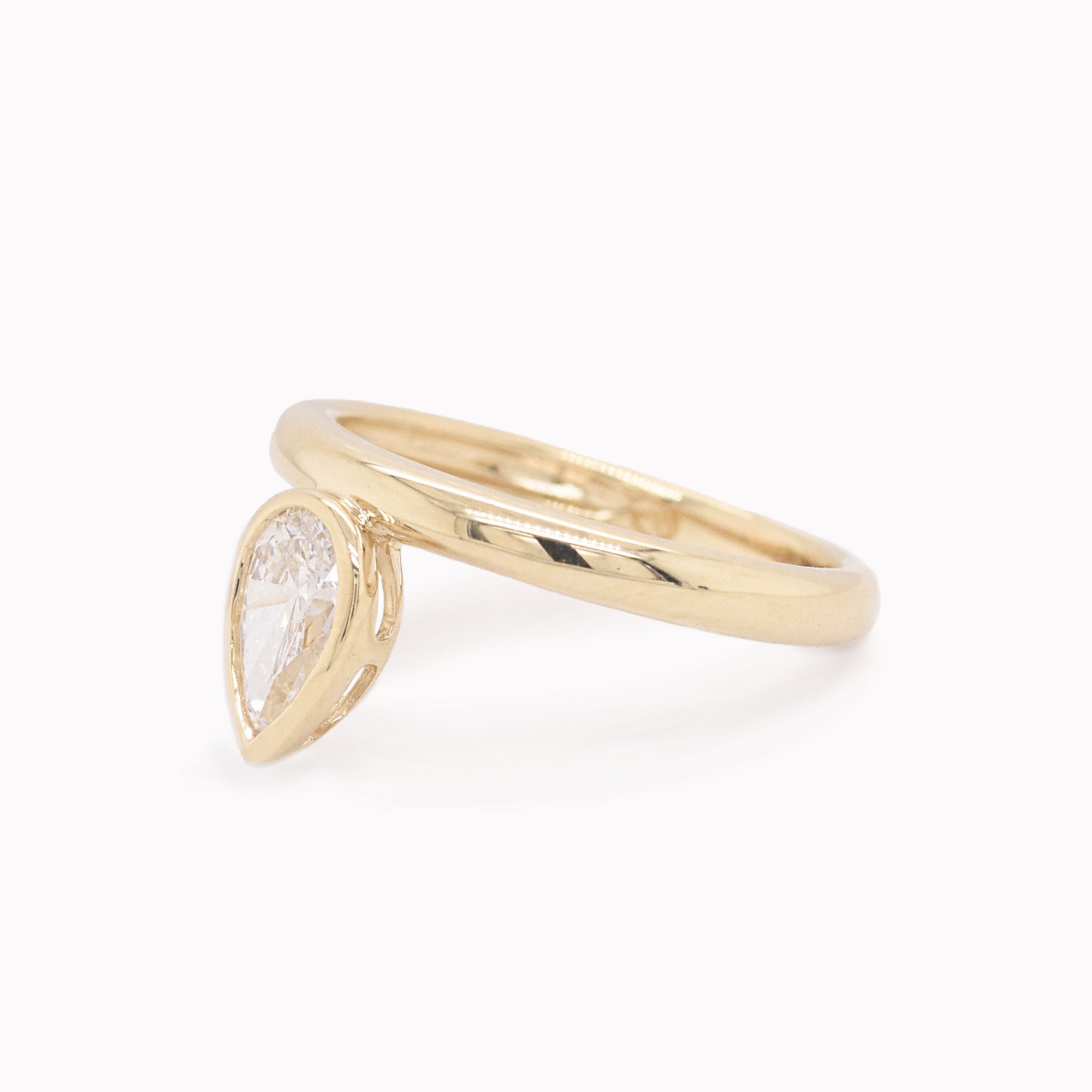Offset Pear Diamond Ring