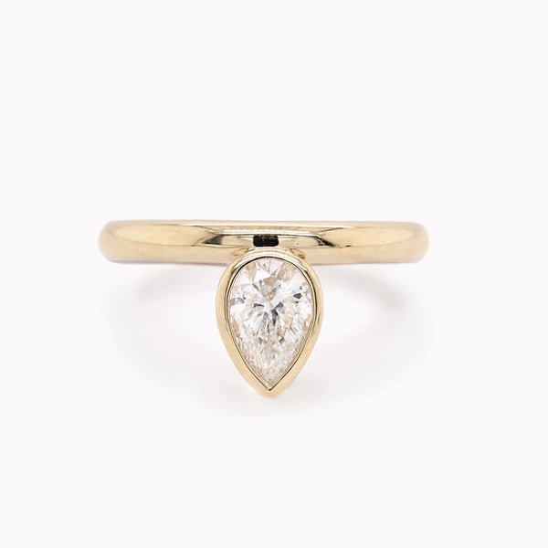 Offset Pear Diamond Ring