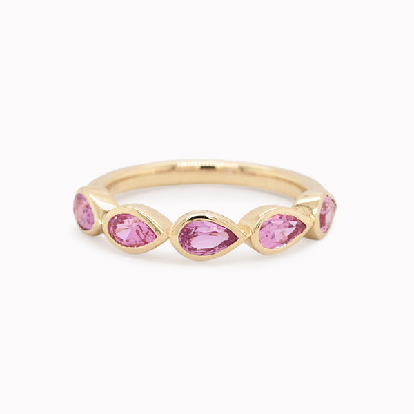 East/West Pear Pink Sapphire Ring