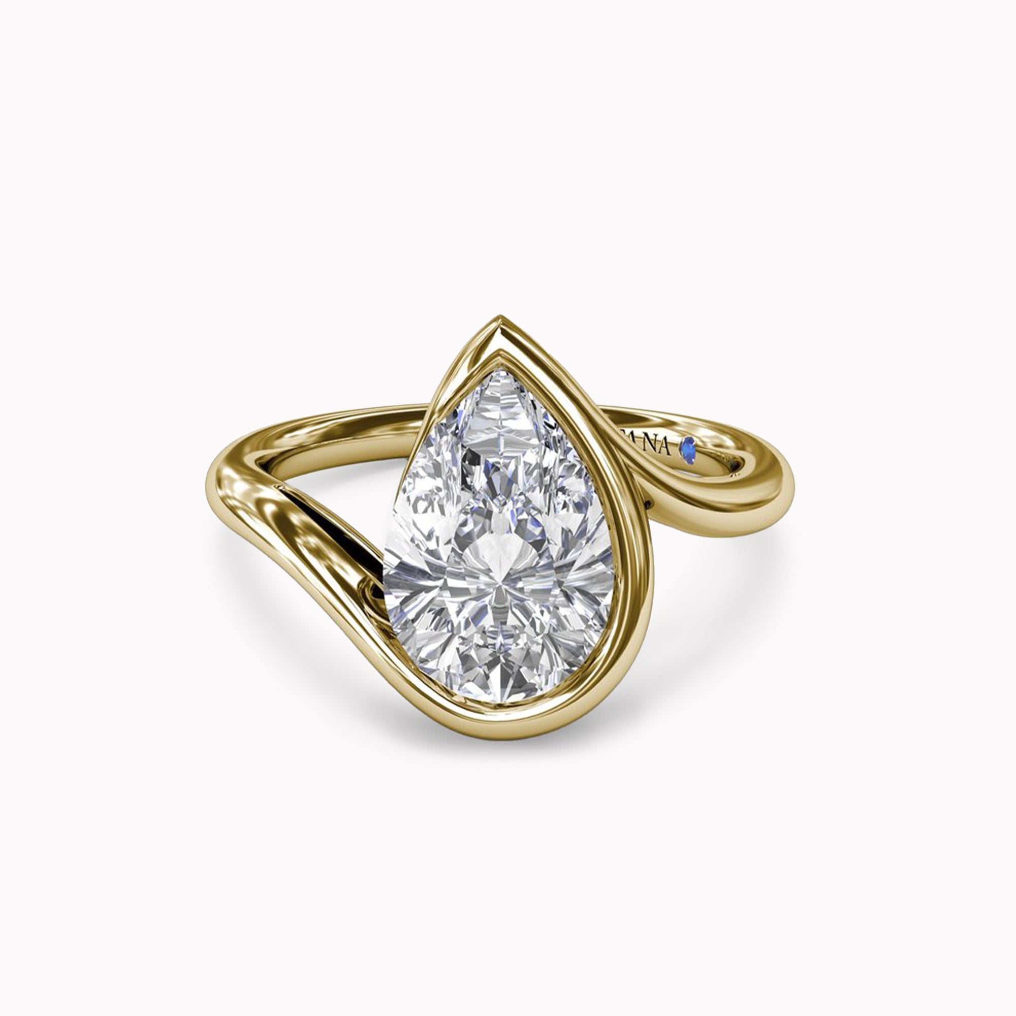 Solitaire Pear Wave Bezel Engagement Ring Setting