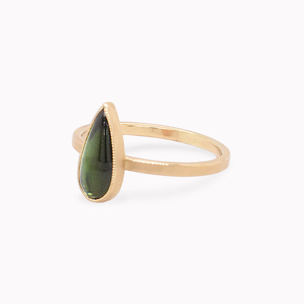 Pear Green Tourmaline Ring
