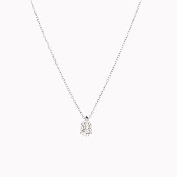 Diamond Pear Illusion Pendant Necklace