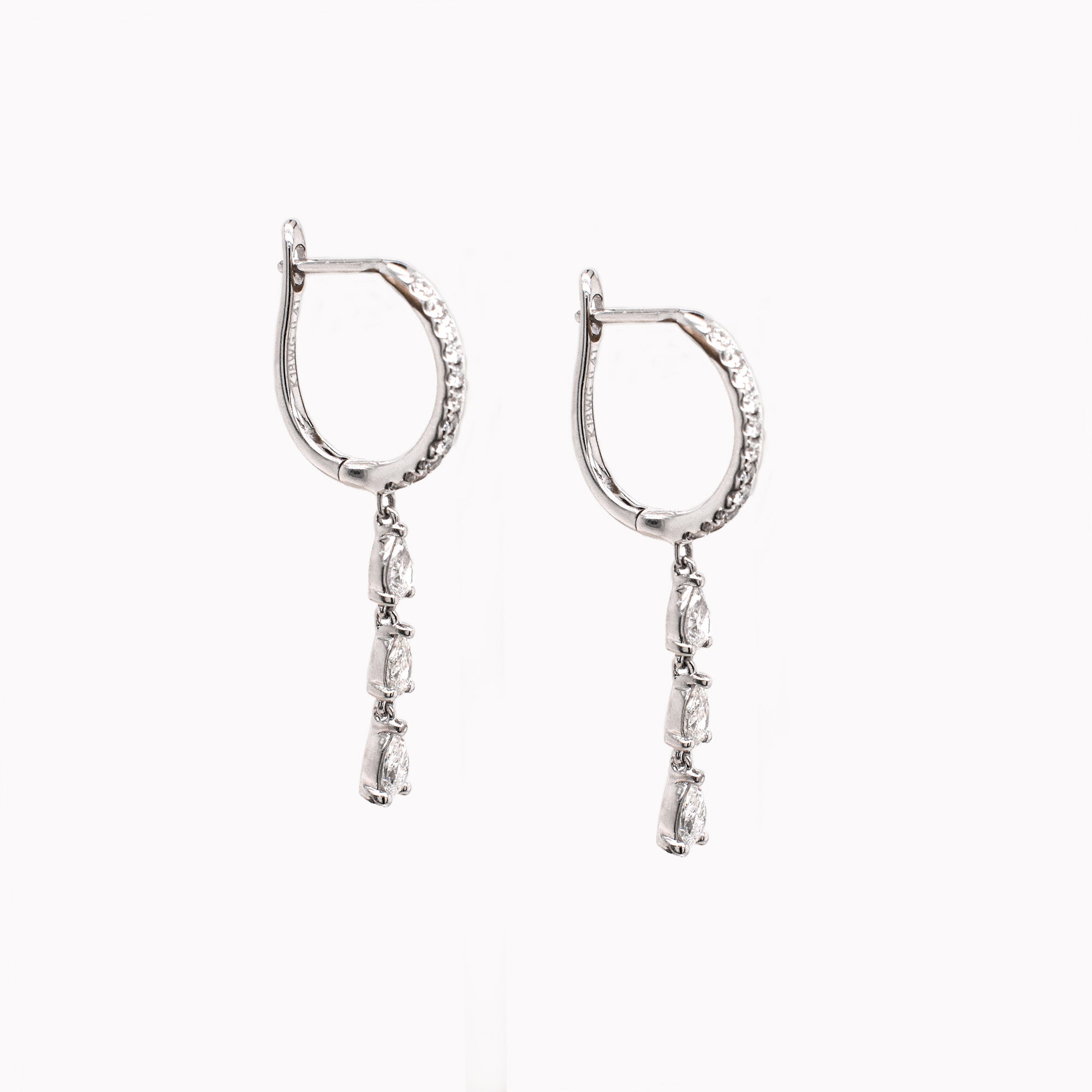 Three Pear Diamond Dangle Huggies