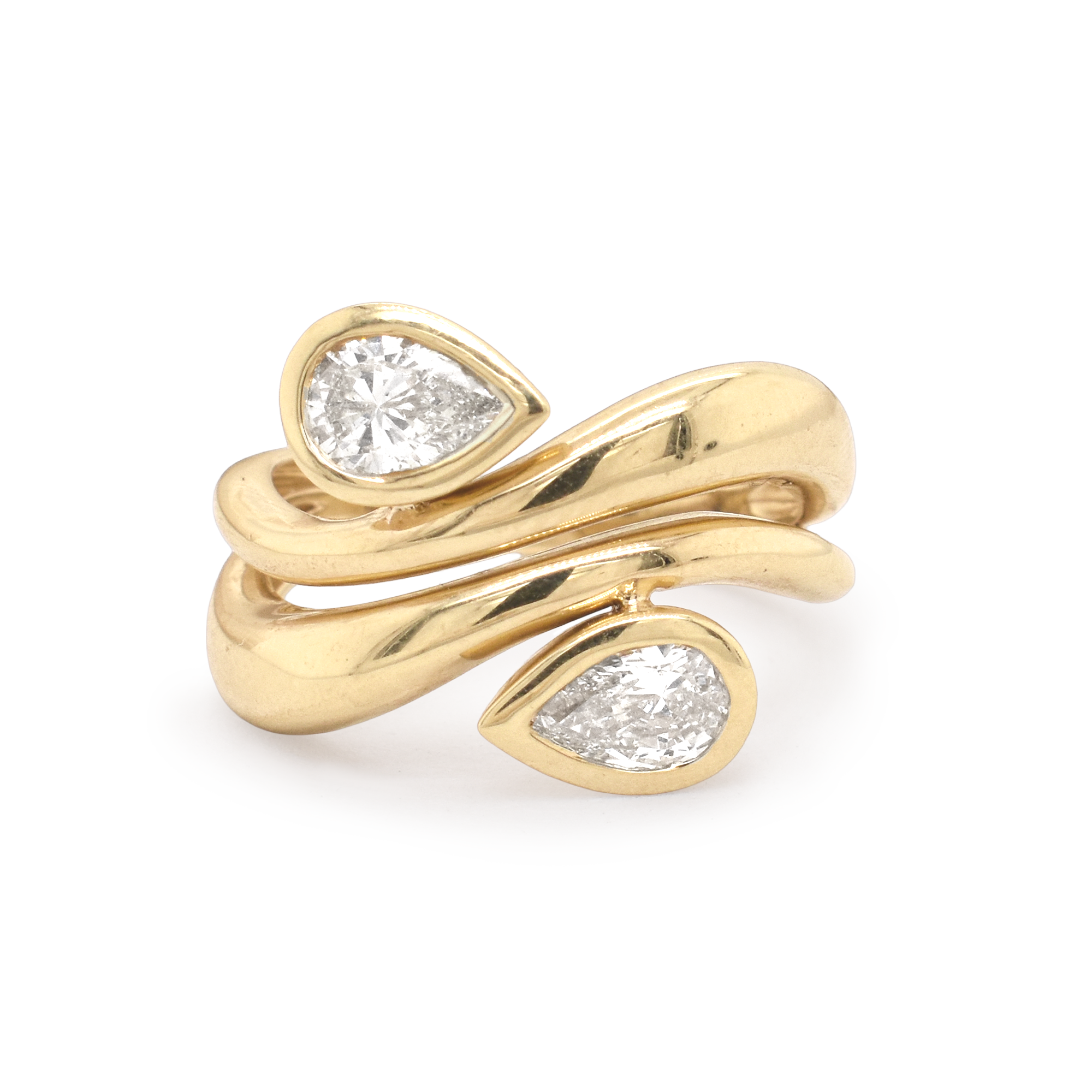 Pear Bezel Duo Wave Wrap Ring