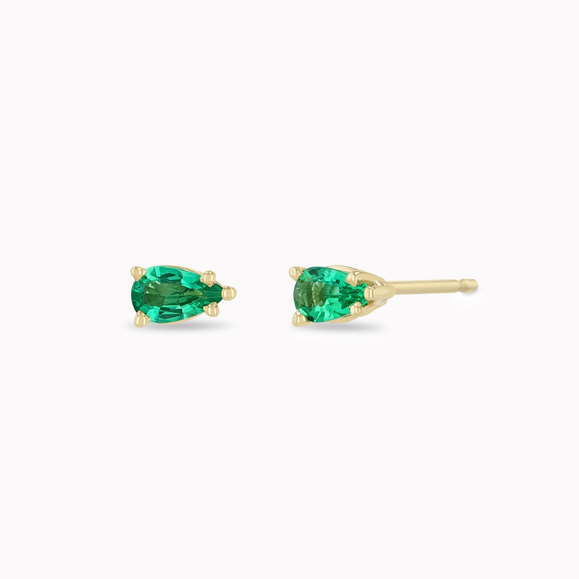 Pear Emerald Studs