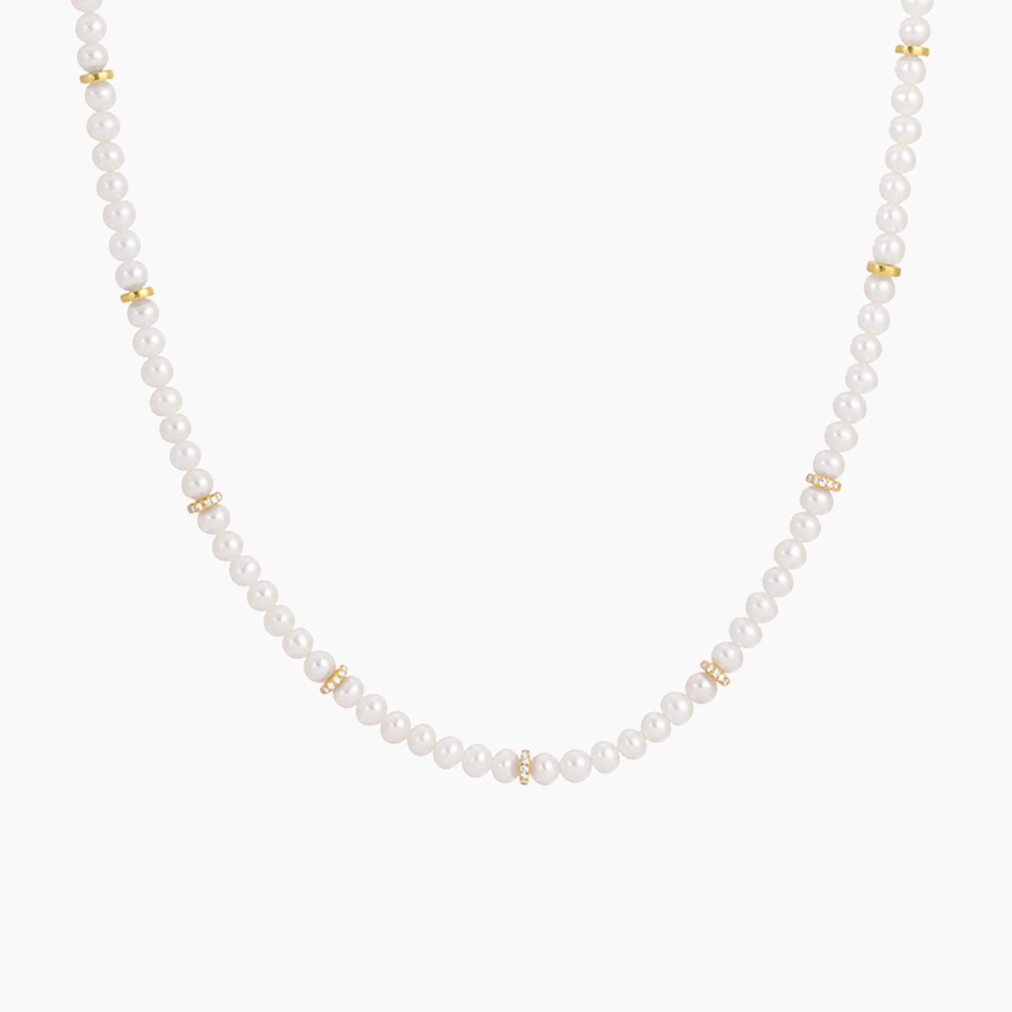 Pearl & Rondelle Bead Choker Necklace