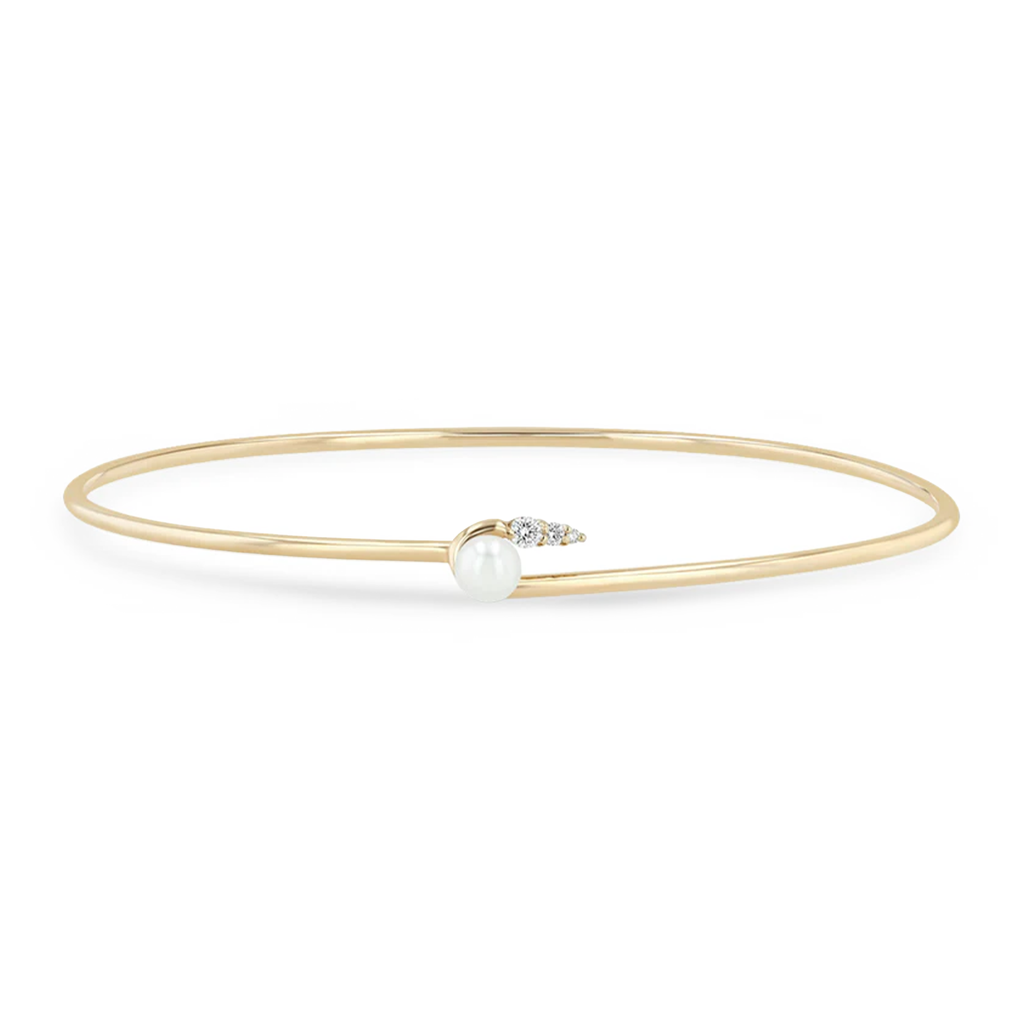 Pearl Diamond Hook Cuff Bangle