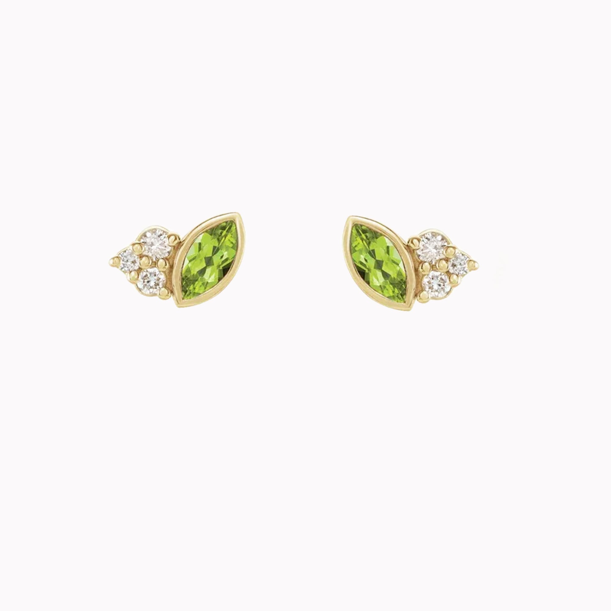 Marquise Peridot & Diamond Petal Studs