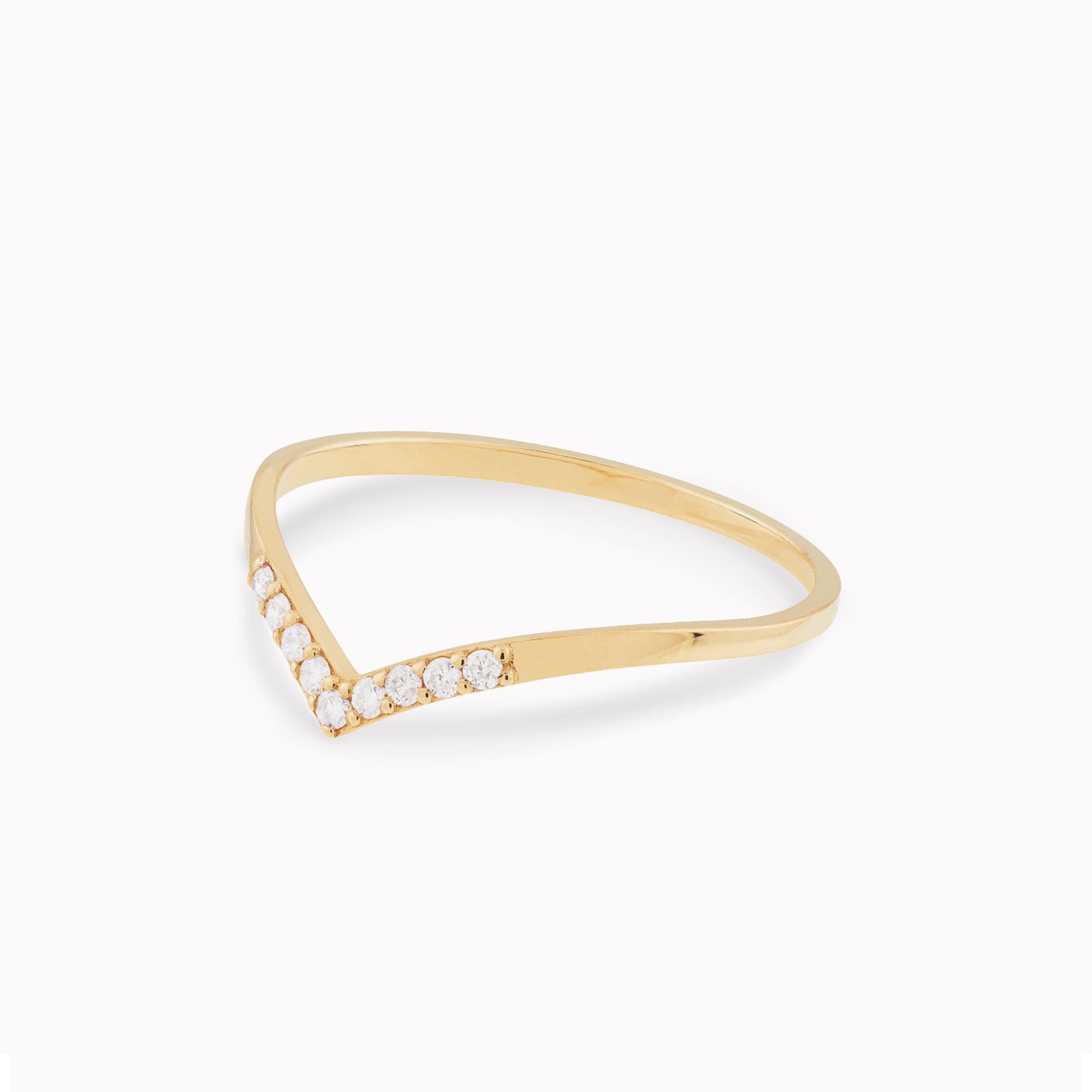 Petite Diamond V Contour Ring