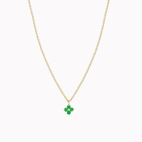 Emerald Quad Prong Necklace